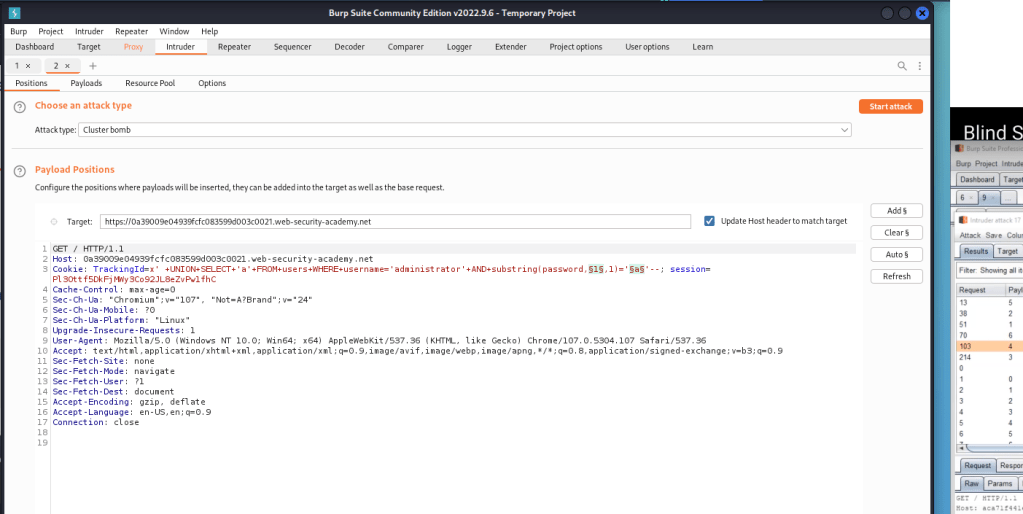 Lab 11 : Blind SQL injection with conditional&nbsp;responses